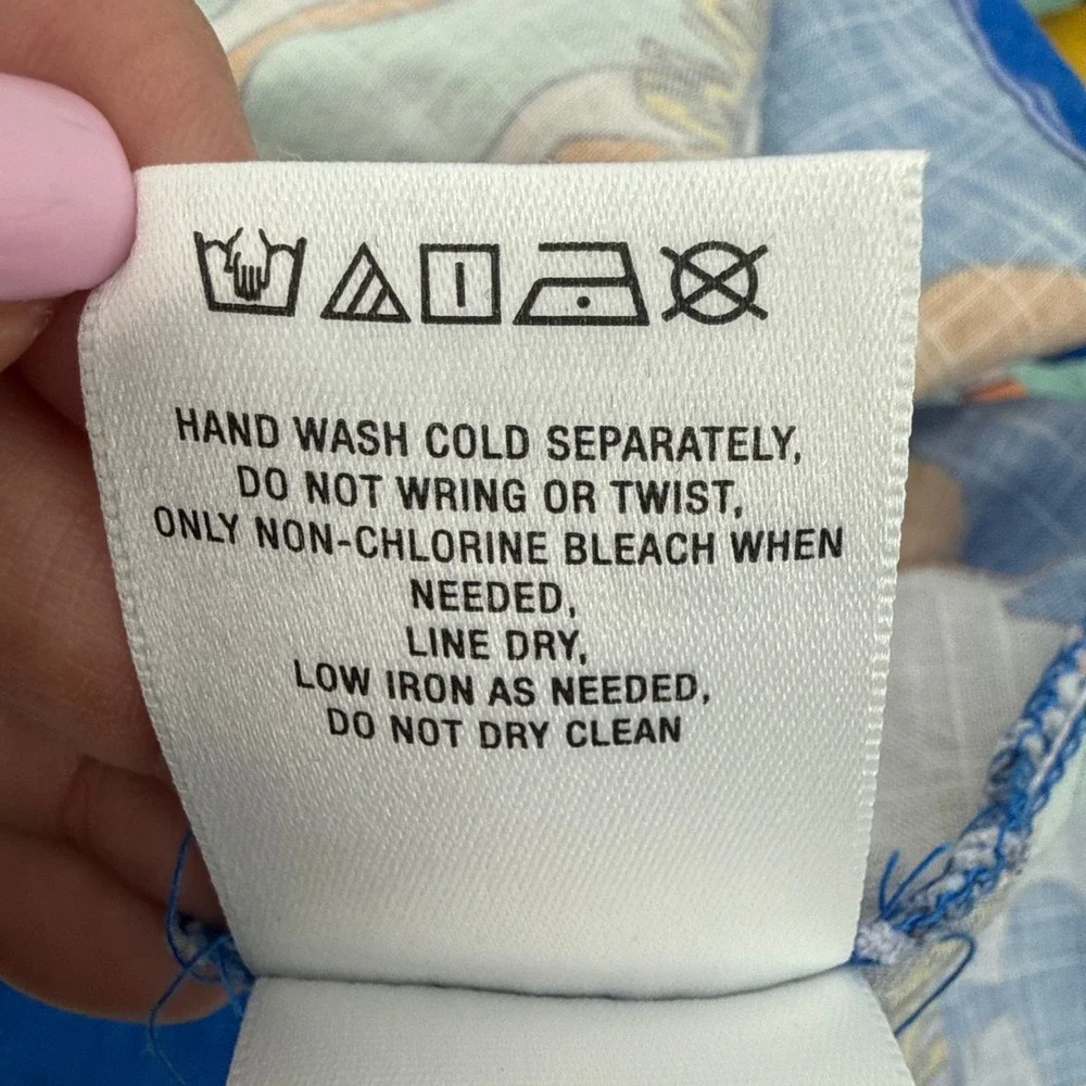 By Anthropologie Postcard Womens Small Blue Tropical Print Coverup Mini Dress - Picture 8 of 9